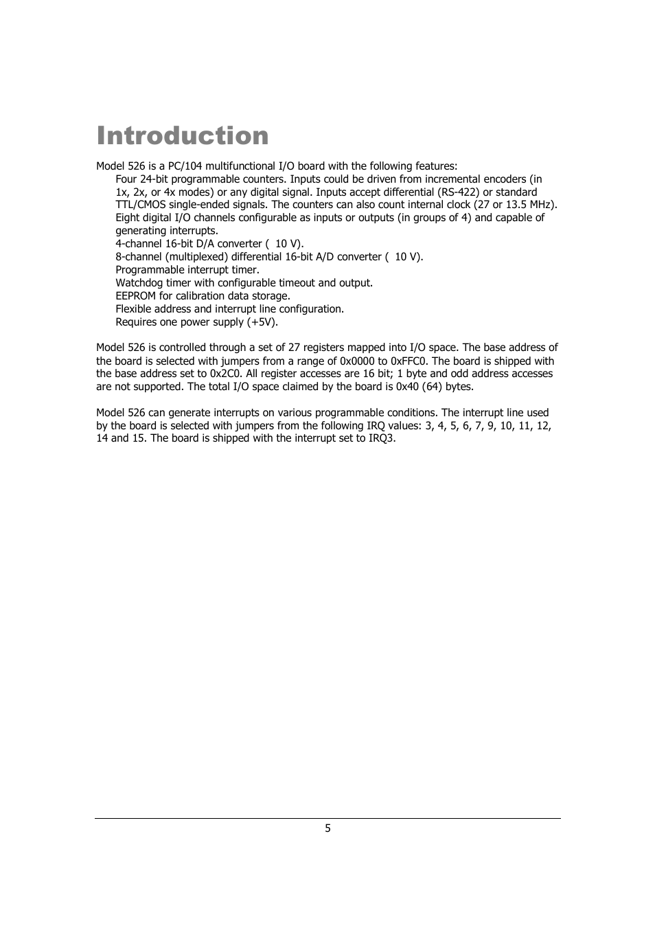 Introduction | Sensoray 526 User Manual | Page 5 / 29
