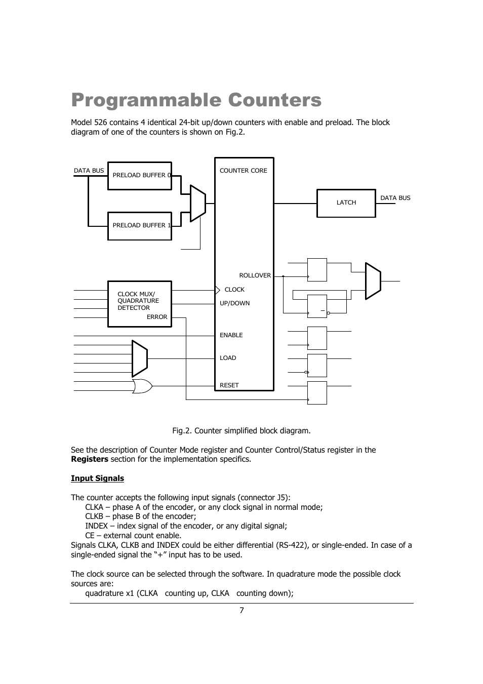 Programmable counters | Sensoray 526 User Manual | Page 7 / 29