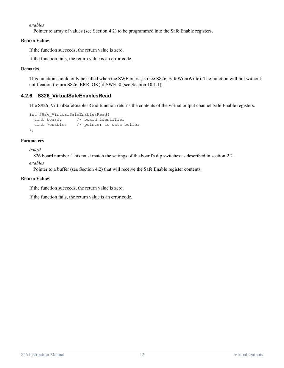 6 s826_virtualsafeenablesread, S826_virtualsafeenablesread | Sensoray 826 User Manual | Page 17 / 76