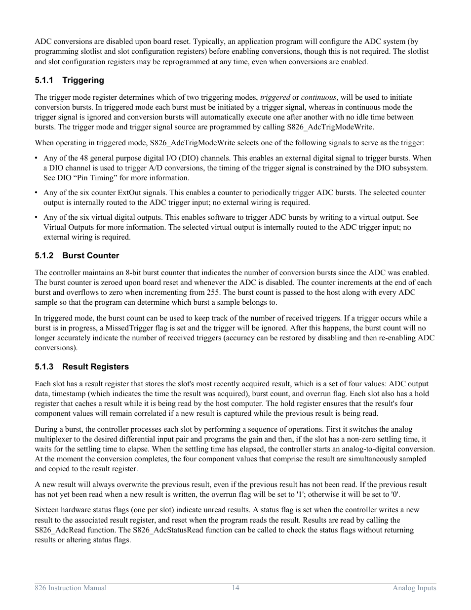 1 triggering, 2 burst counter, 3 result registers | Triggering, Burst counter, Result registers | Sensoray 826 User Manual | Page 19 / 76