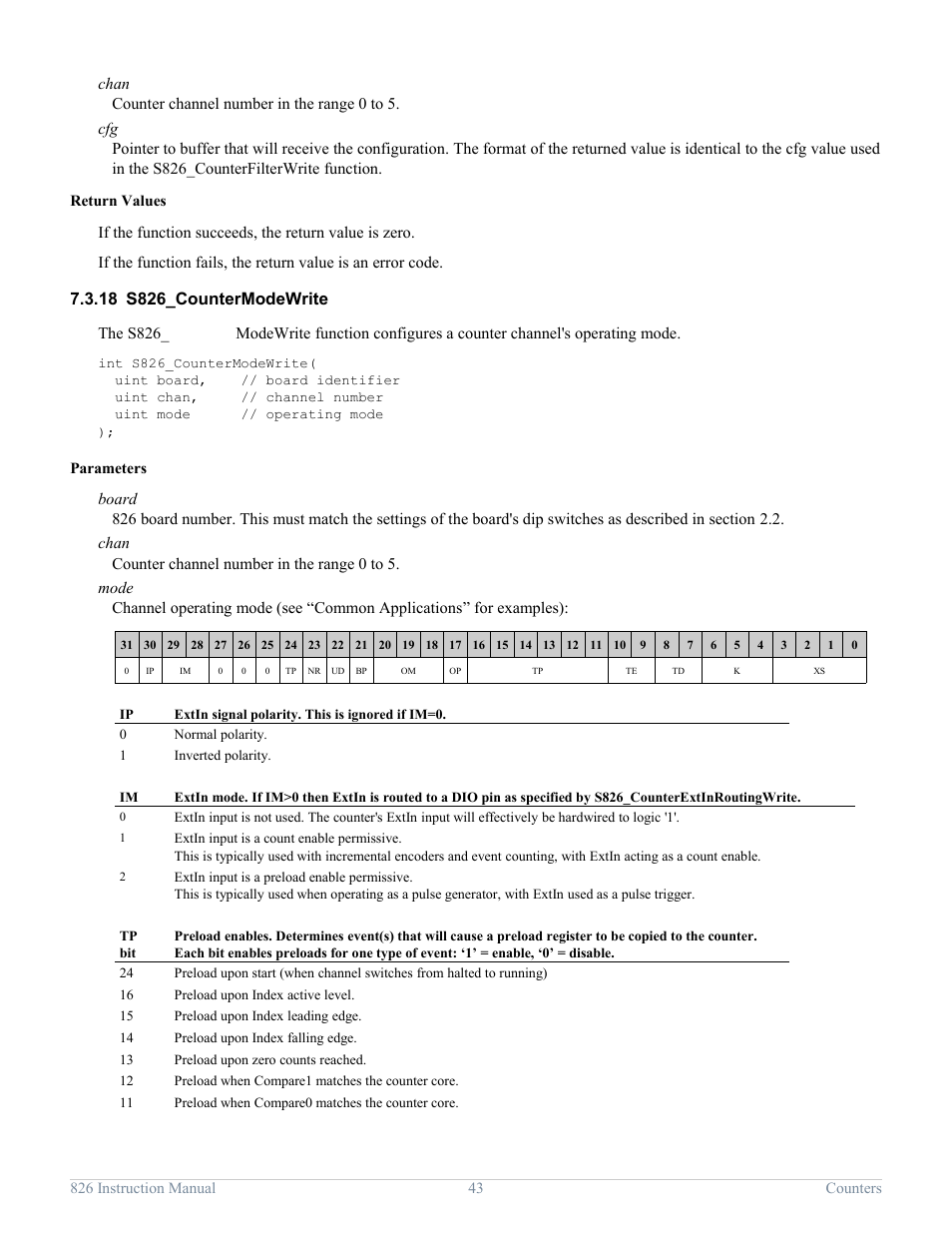 18 s826_countermodewrite, S826_countermodewrite, S826_countermodewrite) | Counter | Sensoray 826 User Manual | Page 48 / 76