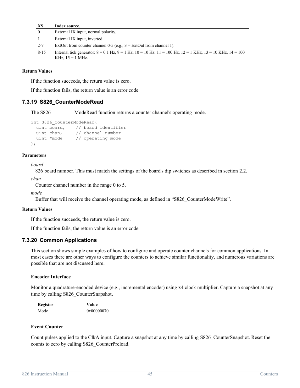 19 s826_countermoderead, 20 common applications, S826_countermoderead | Common applications | Sensoray 826 User Manual | Page 50 / 76