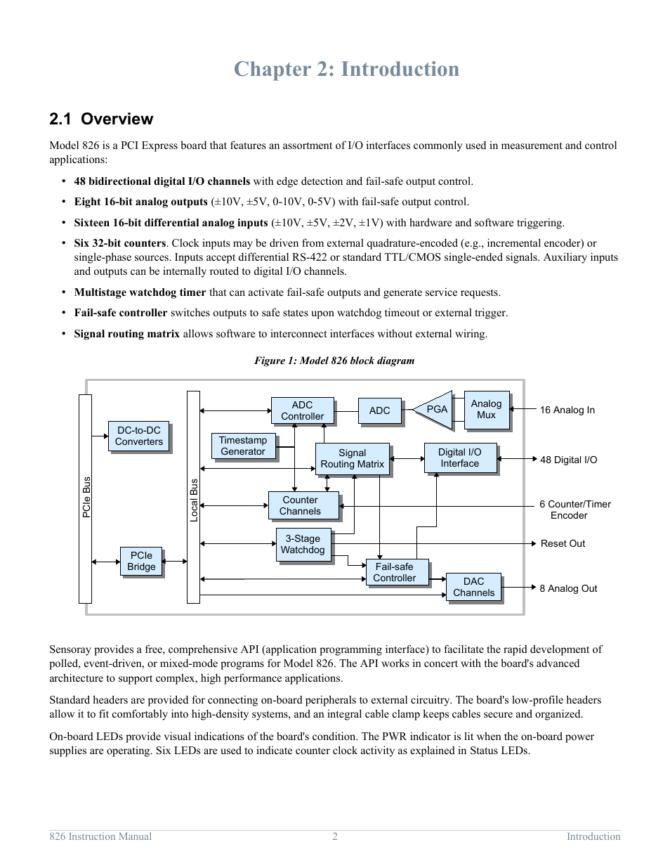 Chapter 2: introduction, 1 overview, Introduction | Overview | Sensoray 826 User Manual | Page 7 / 76