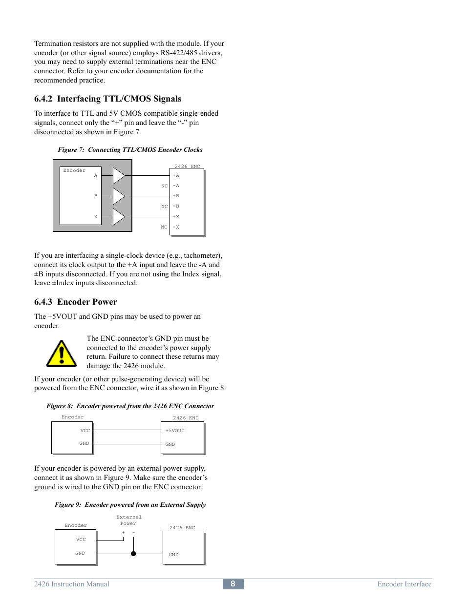 2 interfacing ttl/cmos signals, 3 encoder power | Sensoray 2426 User Manual | Page 10 / 17