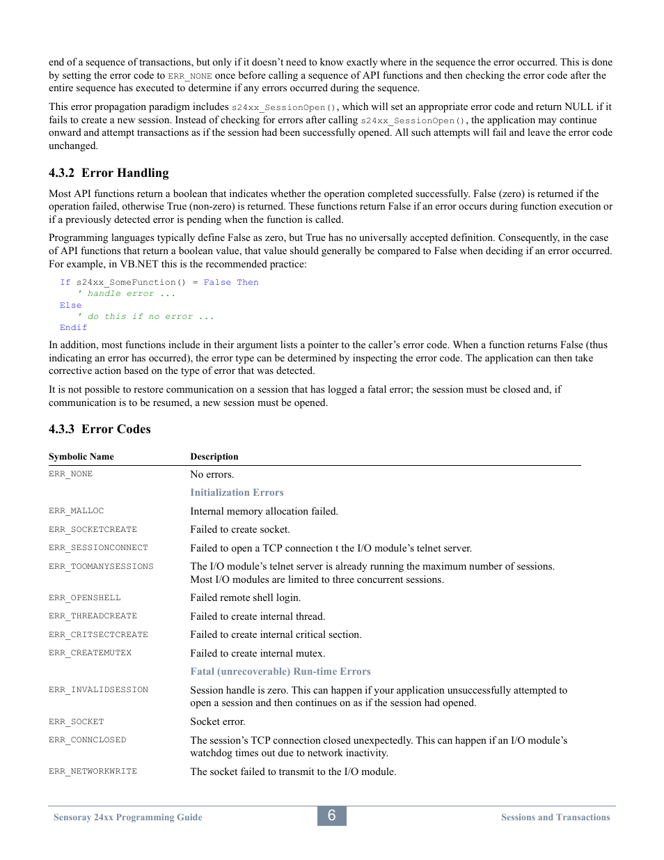 2 error handling, 3 error codes | Sensoray 2410 API User Manual | Page 10 / 39
