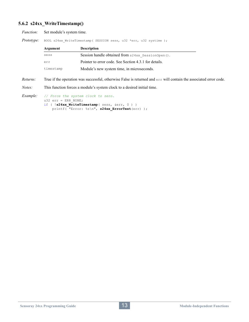 2 s24xx_writetimestamp() | Sensoray 2410 API User Manual | Page 17 / 39