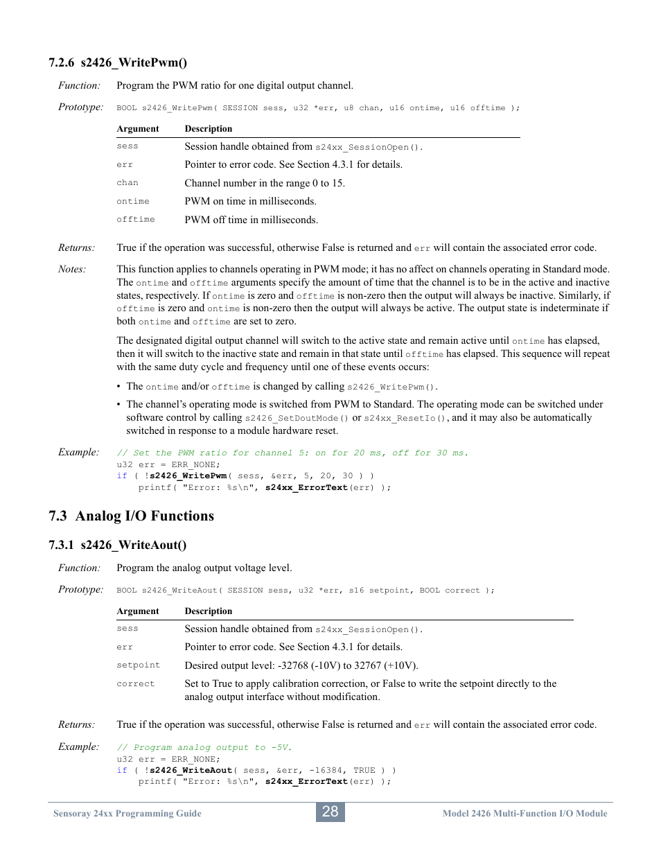 3 analog i/o functions | Sensoray 2410 API User Manual | Page 32 / 39