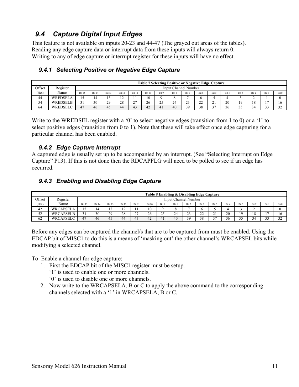 4 capture digital input edges | Sensoray 626 User Manual | Page 13 / 32