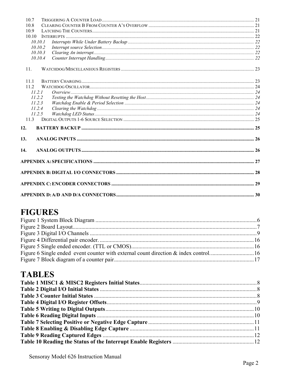 Figures, Tables | Sensoray 626 User Manual | Page 4 / 32