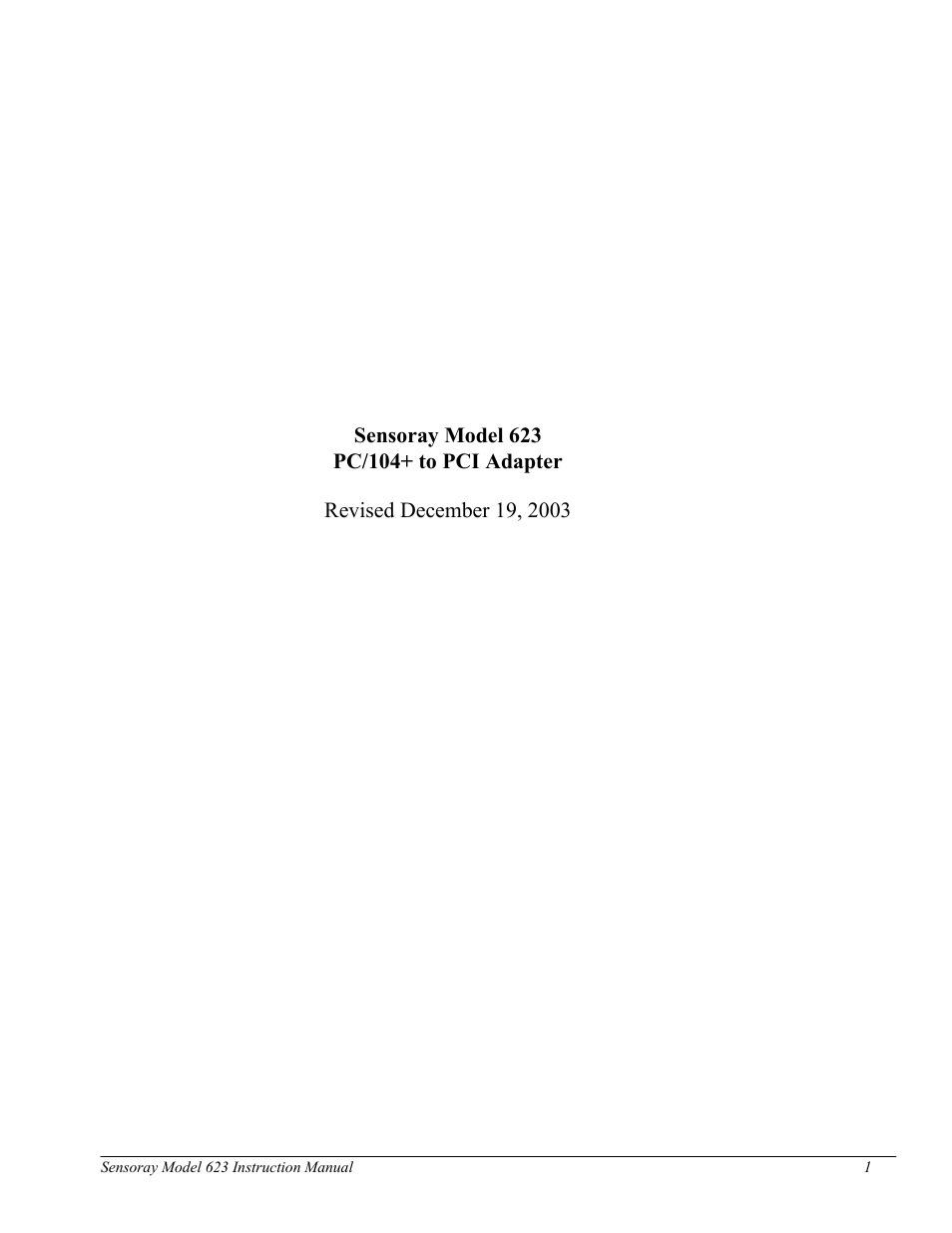 Sensoray 623 User Manual | 6 pages