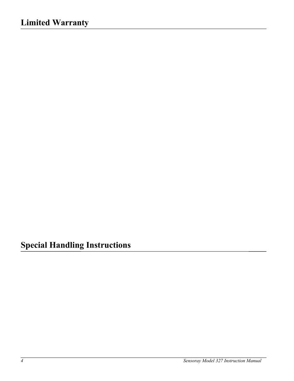 Limited warranty, Special handling instructions | Sensoray 327 User Manual | Page 3 / 5