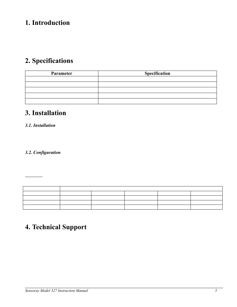 Introduction, Specifications, Installation | Technical support | Sensoray 327 User Manual | Page 4 / 5