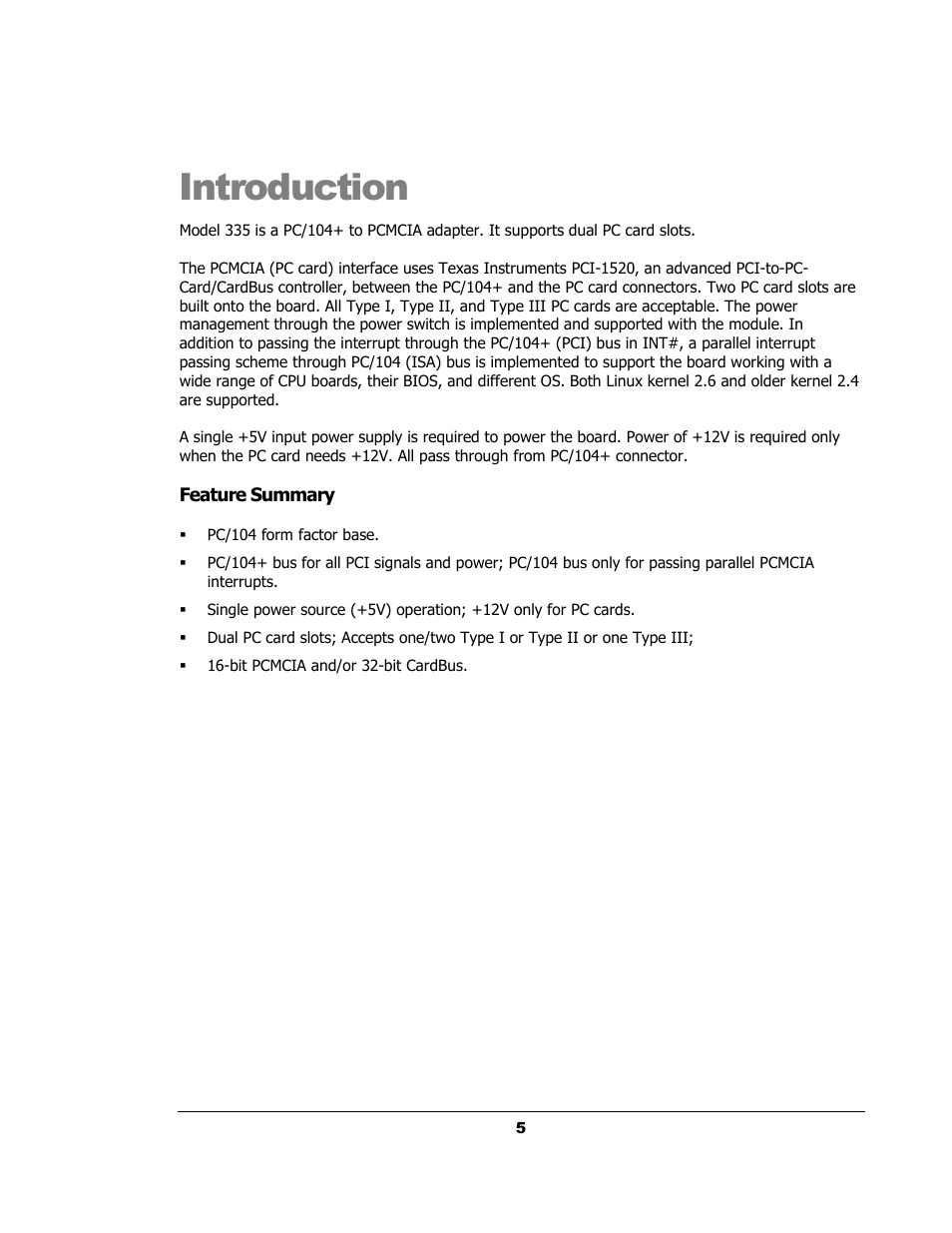 Introduction | Sensoray 335 User Manual | Page 5 / 12
