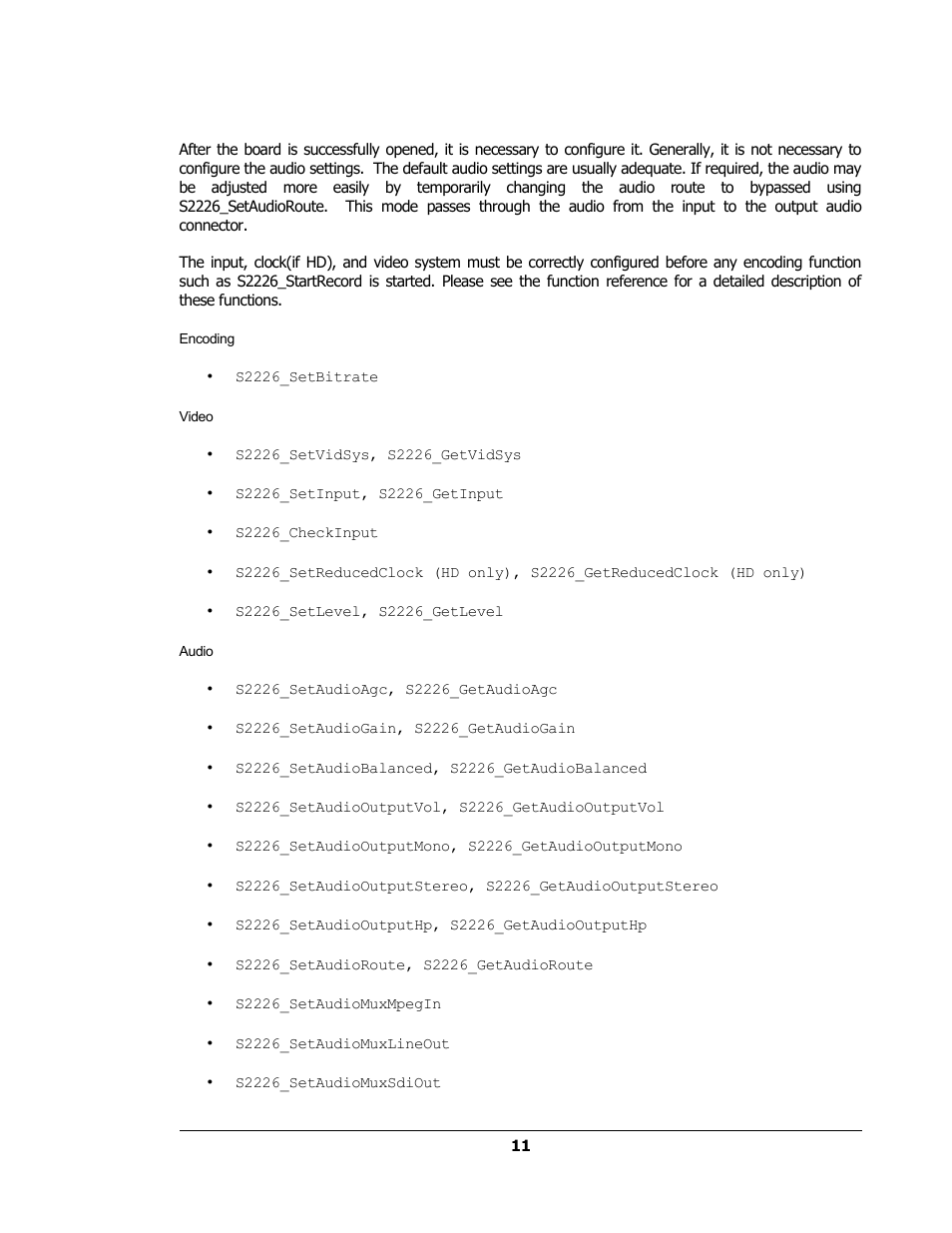 Encoding, Video, Audio | Sensoray 2224 Windows User Manual | Page 11 / 94