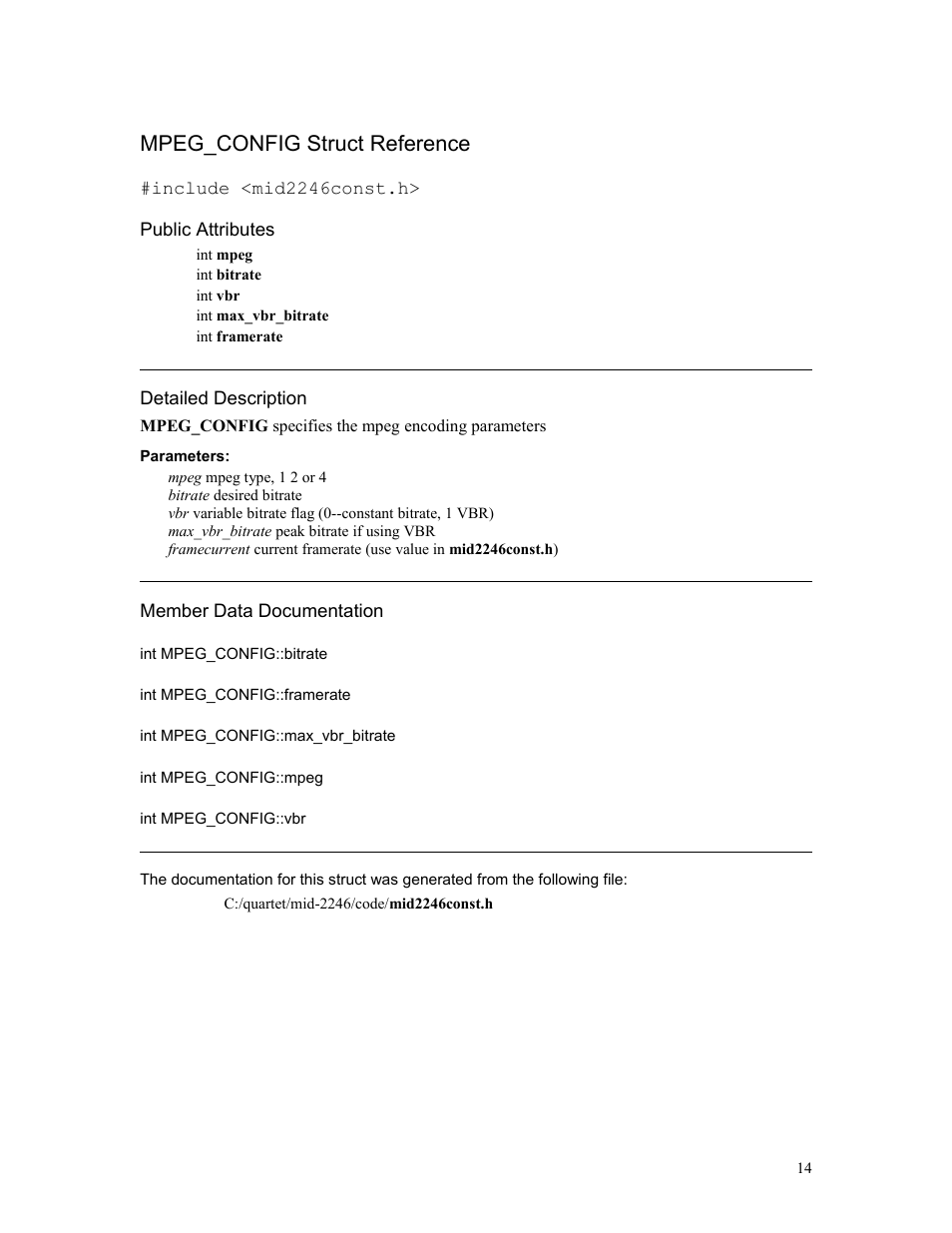 Mpeg_config struct reference | Sensoray 2246 User Manual | Page 14 / 50