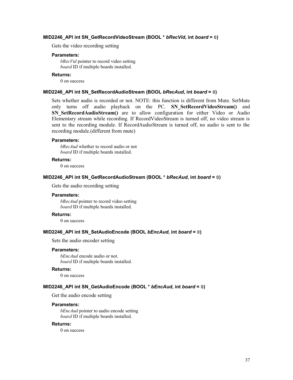 Parameters, Returns | Sensoray 2246 User Manual | Page 37 / 50