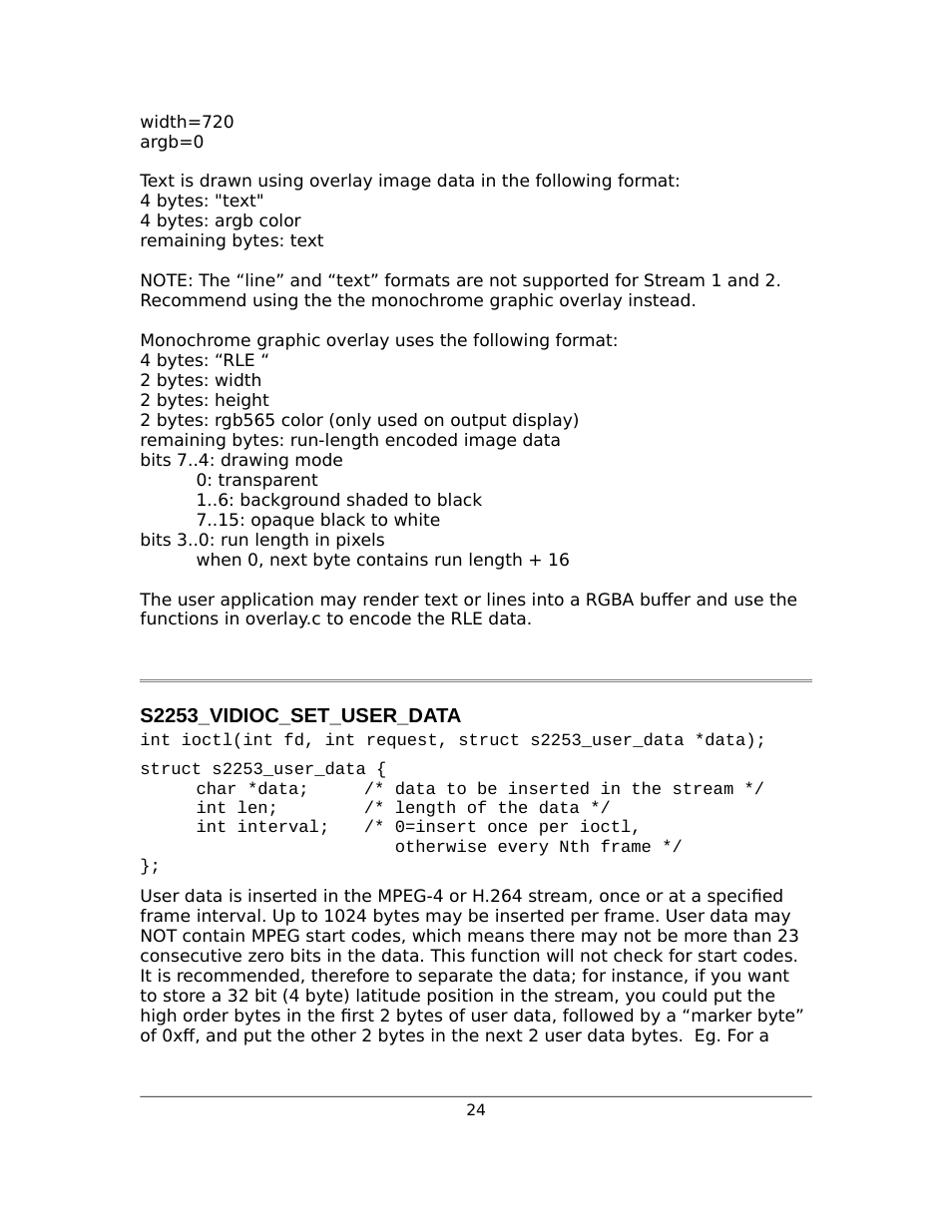 S2253_vidioc_set_user_data | Sensoray 2253 Linux User Manual | Page 24 / 36