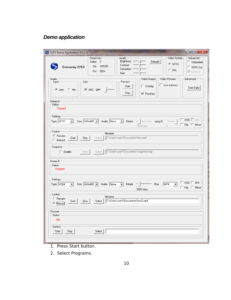 Demo application | Sensoray 2253 Windows User Manual | Page 10 / 60