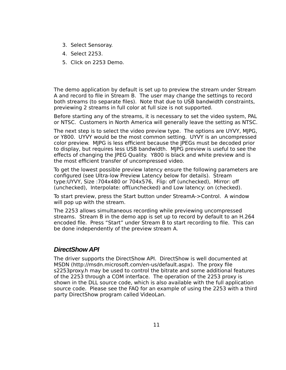 Directshow api | Sensoray 2253 Windows User Manual | Page 11 / 60