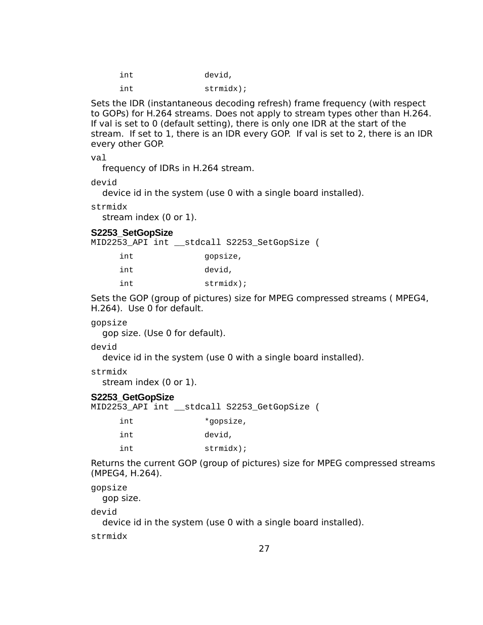 S2253_setgopsize, S2253_getgopsize | Sensoray 2253 Windows User Manual | Page 27 / 60