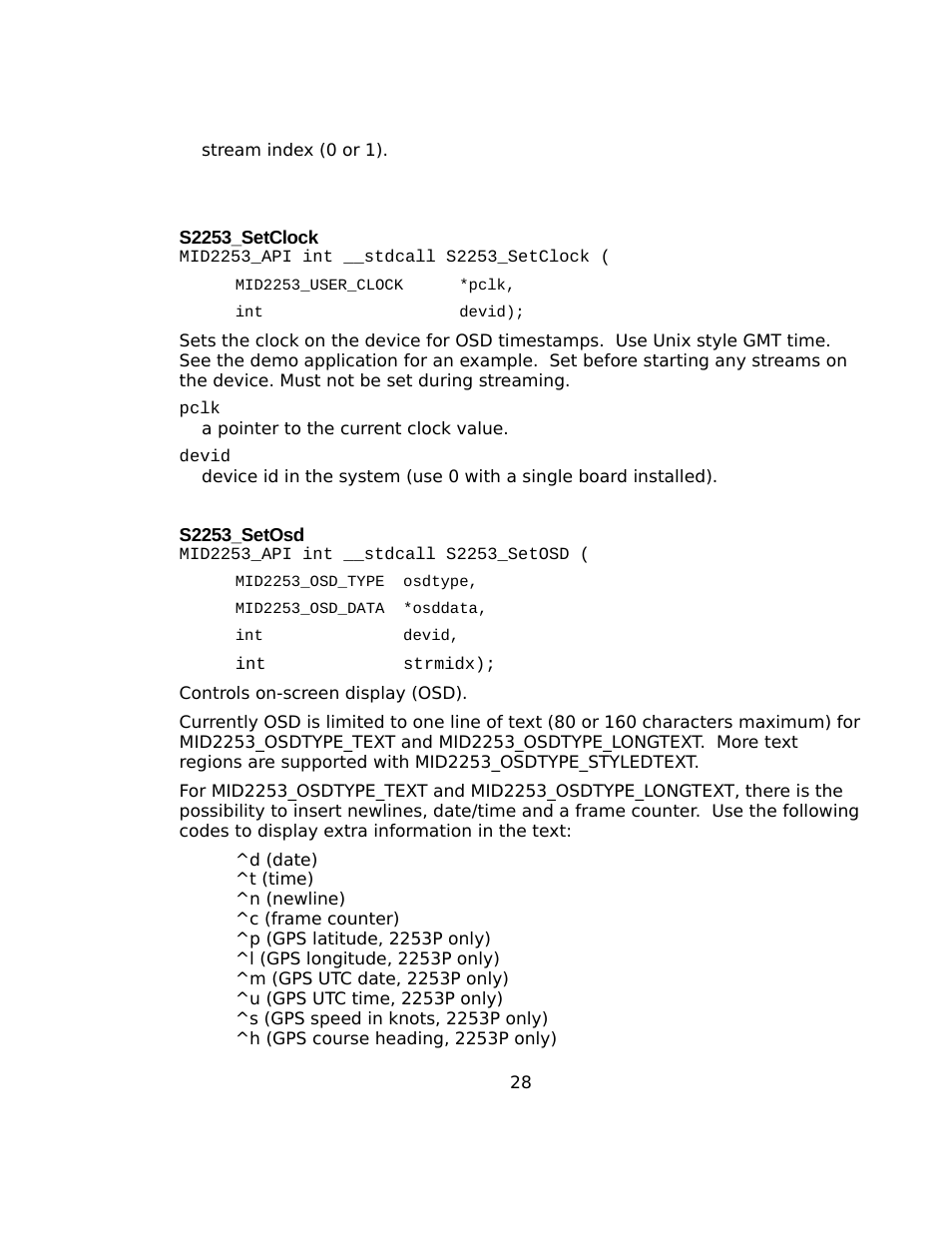 S2253_setclock, S2253_setosd | Sensoray 2253 Windows User Manual | Page 28 / 60