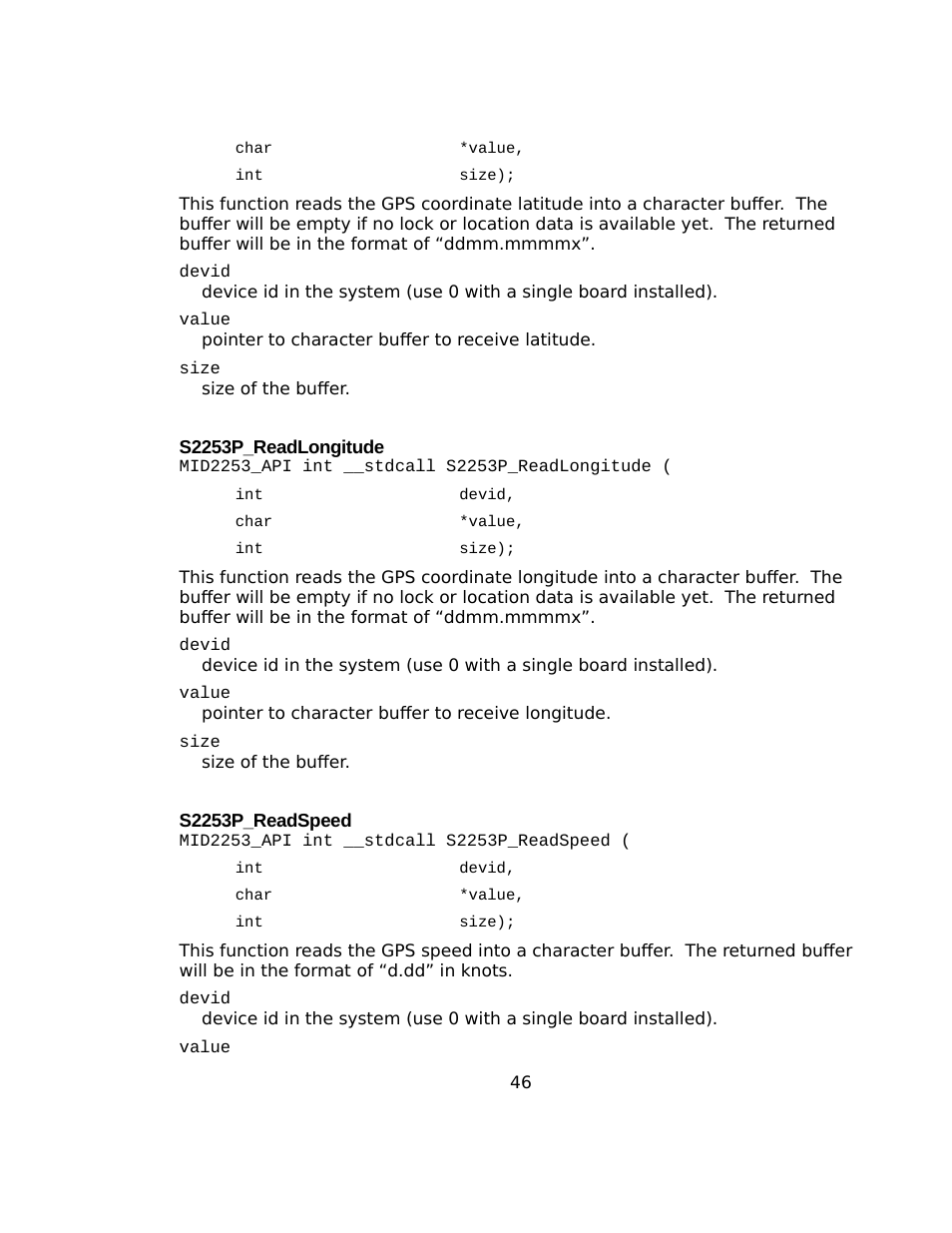 S2253p_readlongitude, S2253p_readspeed | Sensoray 2253 Windows User Manual | Page 46 / 60