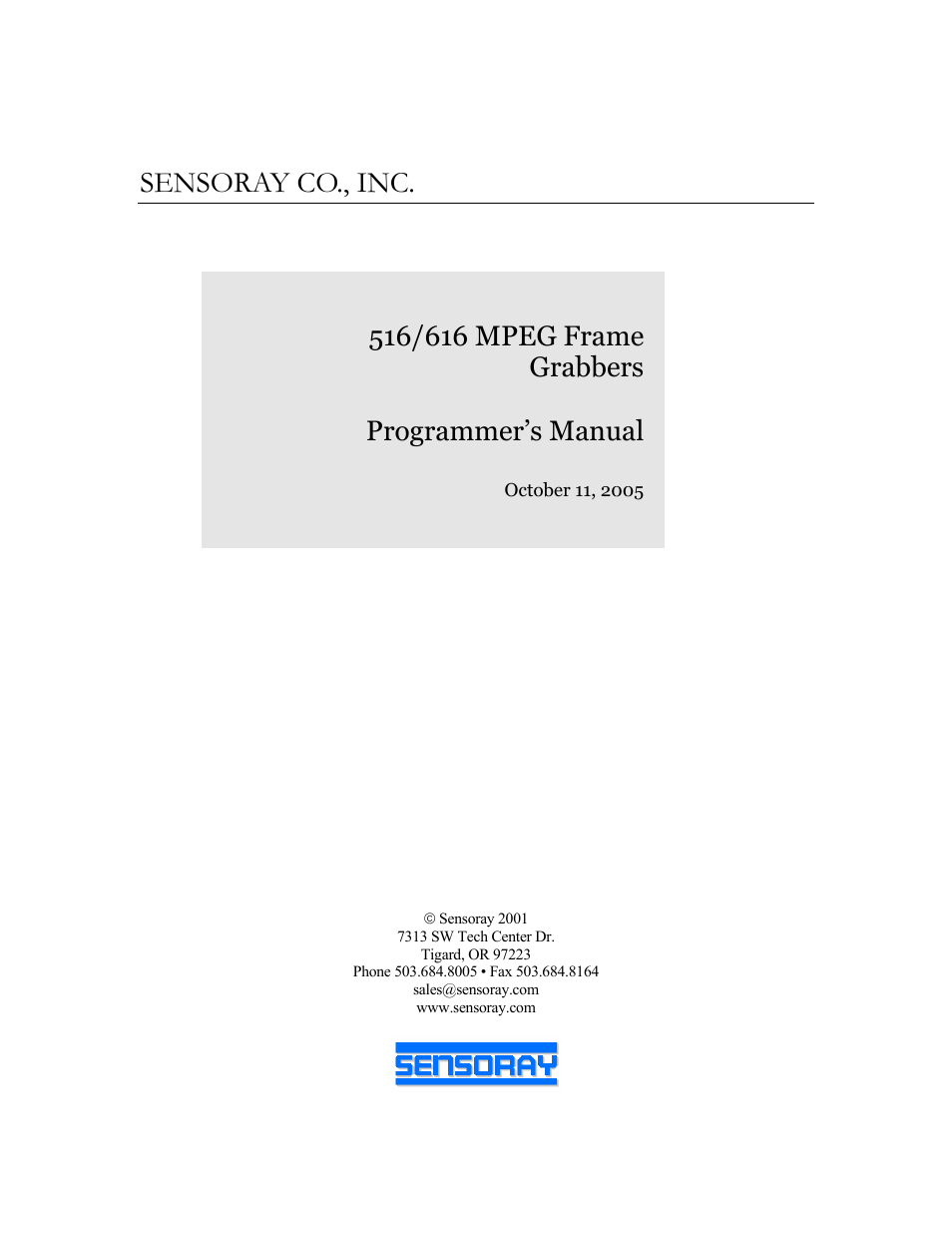 Sensoray 616 Linux User Manual | 19 pages