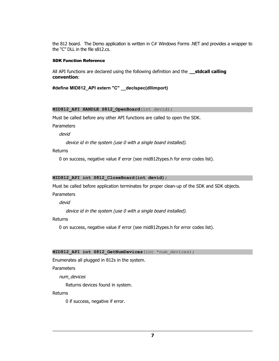 Sdk function reference | Sensoray 812 Windows User Manual | Page 7 / 21