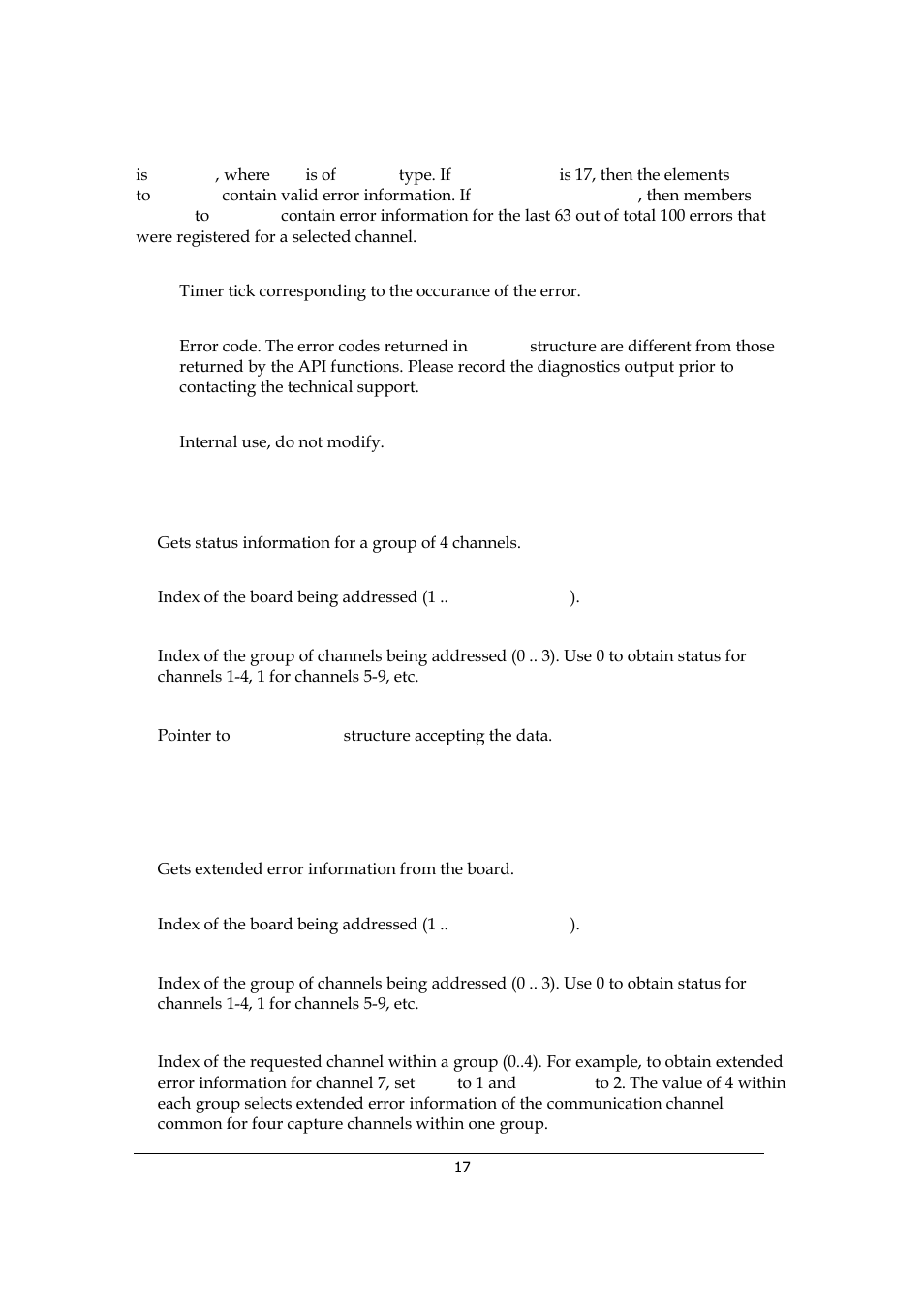 S817_getstatusinfo, S817_getexterrinfo | Sensoray 817 User Manual | Page 17 / 18