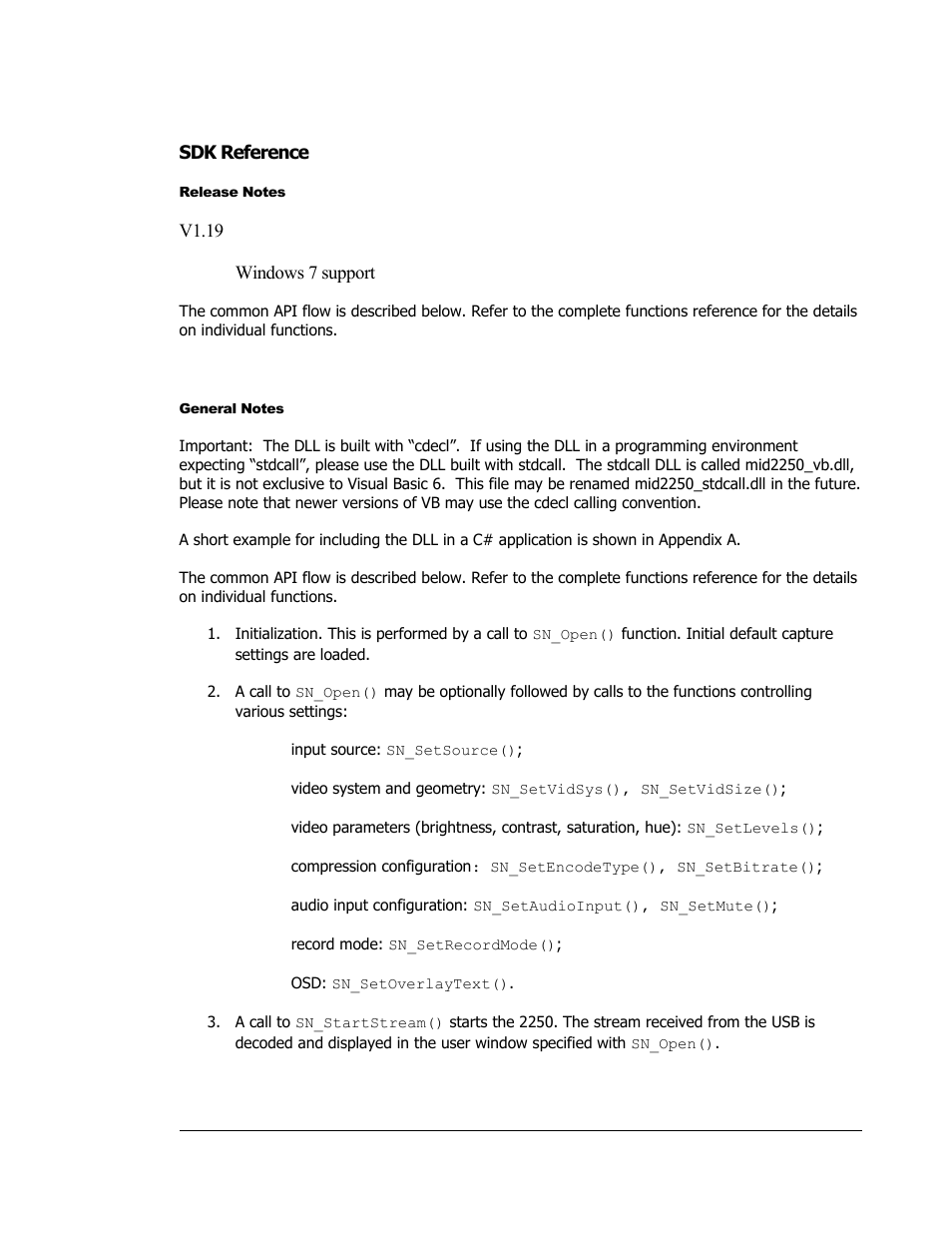 Sdk reference, Release notes, General notes | Sensoray 2251 Rev.A User Manual | Page 6 / 48