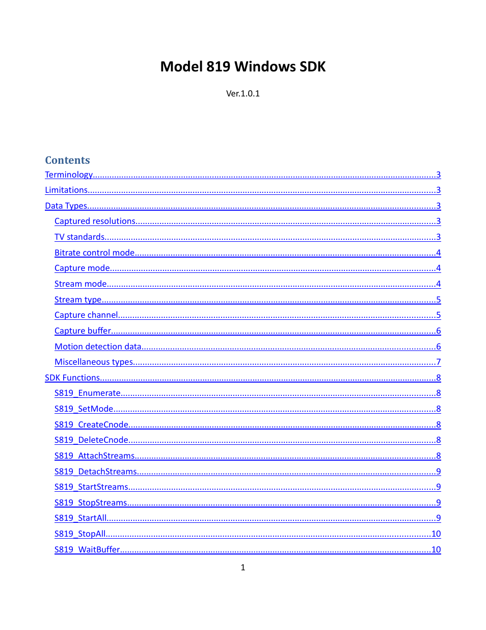 Sensoray 819 Windows SDK User Manual | 16 pages