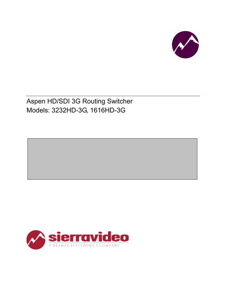 Sierra Video 3232HD-3G User Manual | 70 pages