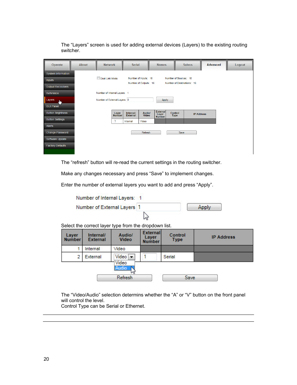 Layers | Sierra Video 3232HD-3G User Manual | Page 30 / 70