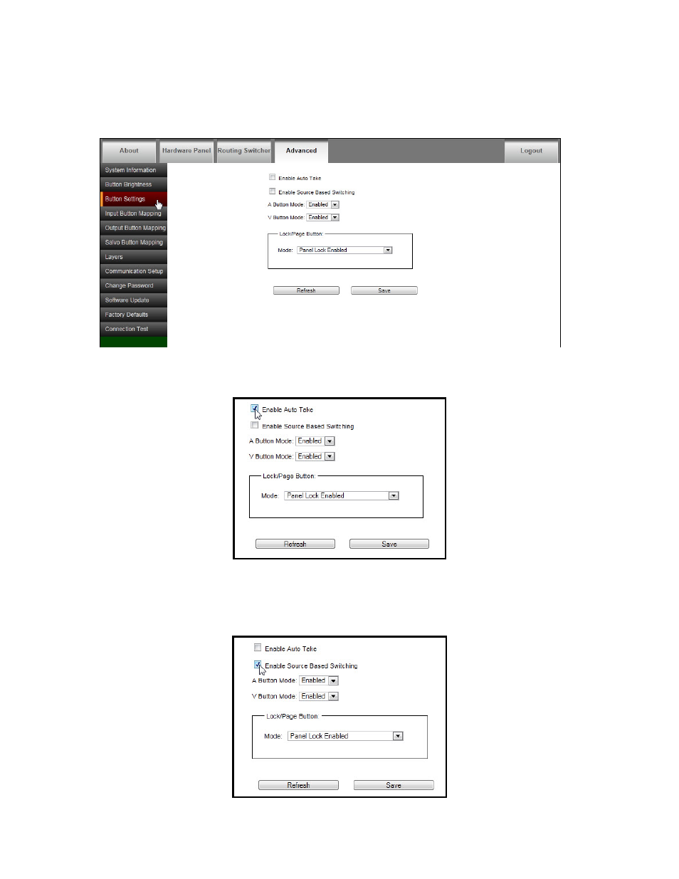 Button settings | Sierra Video RCP-1616 User Manual | Page 23 / 50