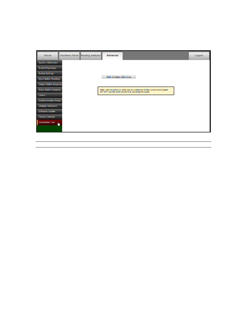 Connection test | Sierra Video RCP-1616 User Manual | Page 31 / 50