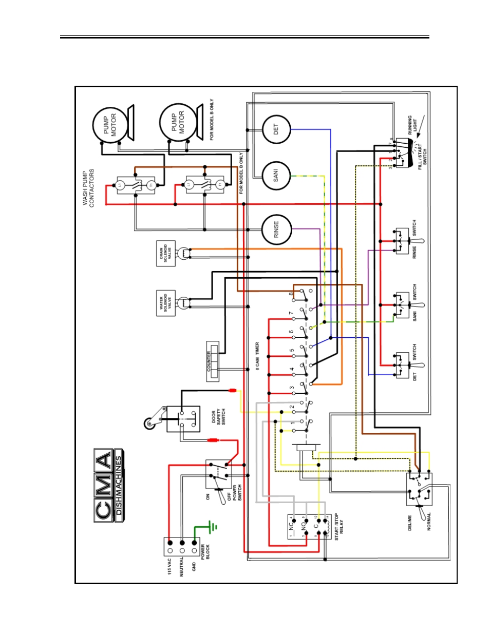 Electrical diagrams, Models ah/ c & b, Lectrical | Iagrams | CMA Dishmachines AH/B/C/S User Manual | Page 13 / 14