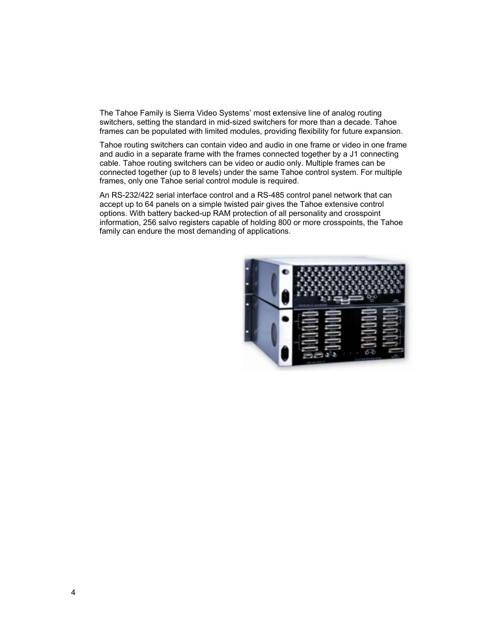 Tahoe family overview, Introduction | Sierra Video Tahoe Series 16 User Manual | Page 10 / 78