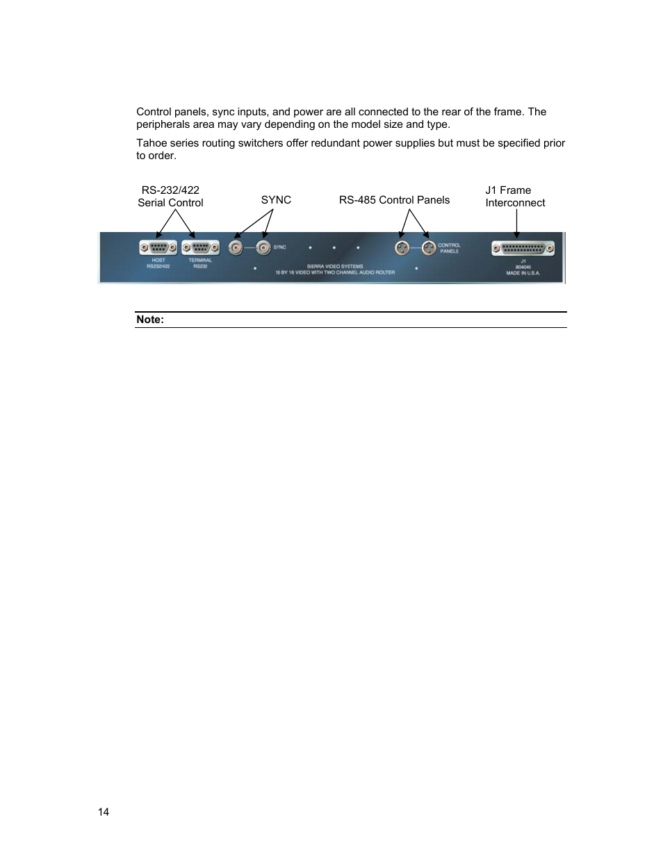 Connecting peripherals | Sierra Video Tahoe Series 16 User Manual | Page 20 / 78