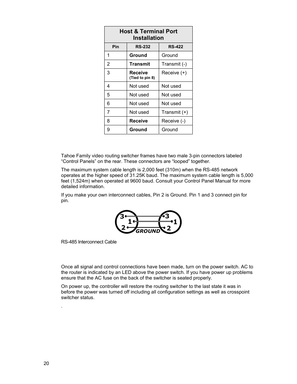 Control panels, Power up | Sierra Video Tahoe Series 16 User Manual | Page 26 / 78