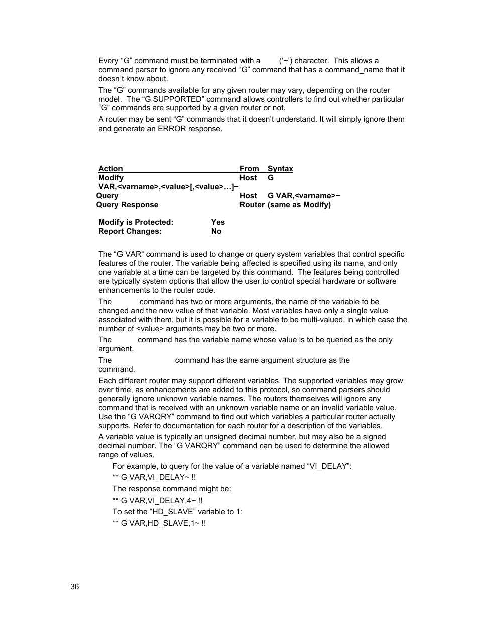 Var: modify or query system variables | Sierra Video Tahoe Series 16 User Manual | Page 42 / 78
