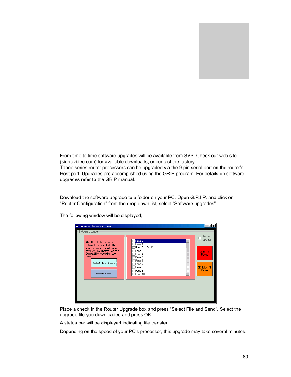 Software upgrades | Sierra Video Tahoe Series 16 User Manual | Page 75 / 78