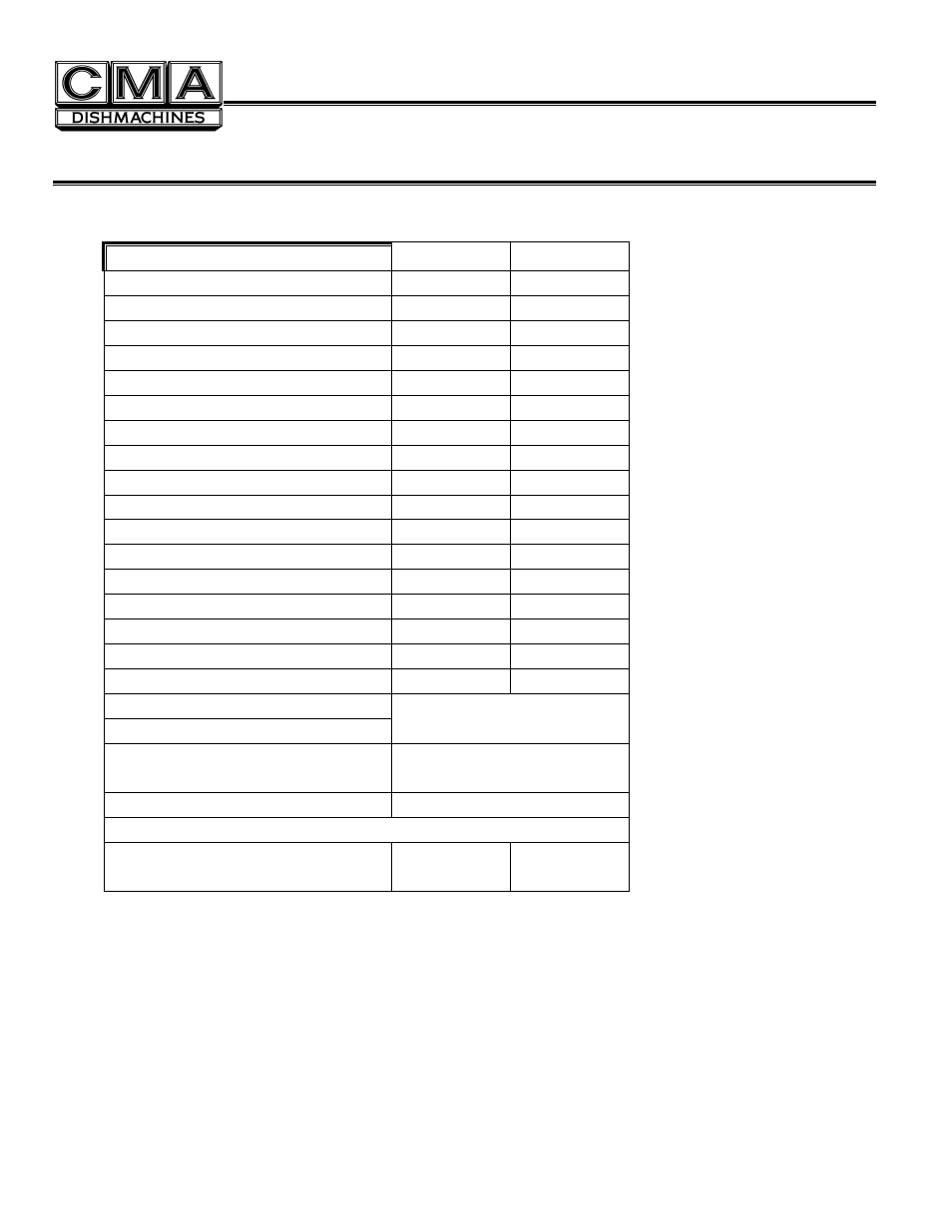 Specifications | CMA Dishmachines MODEL GL-C User Manual | Page 4 / 11