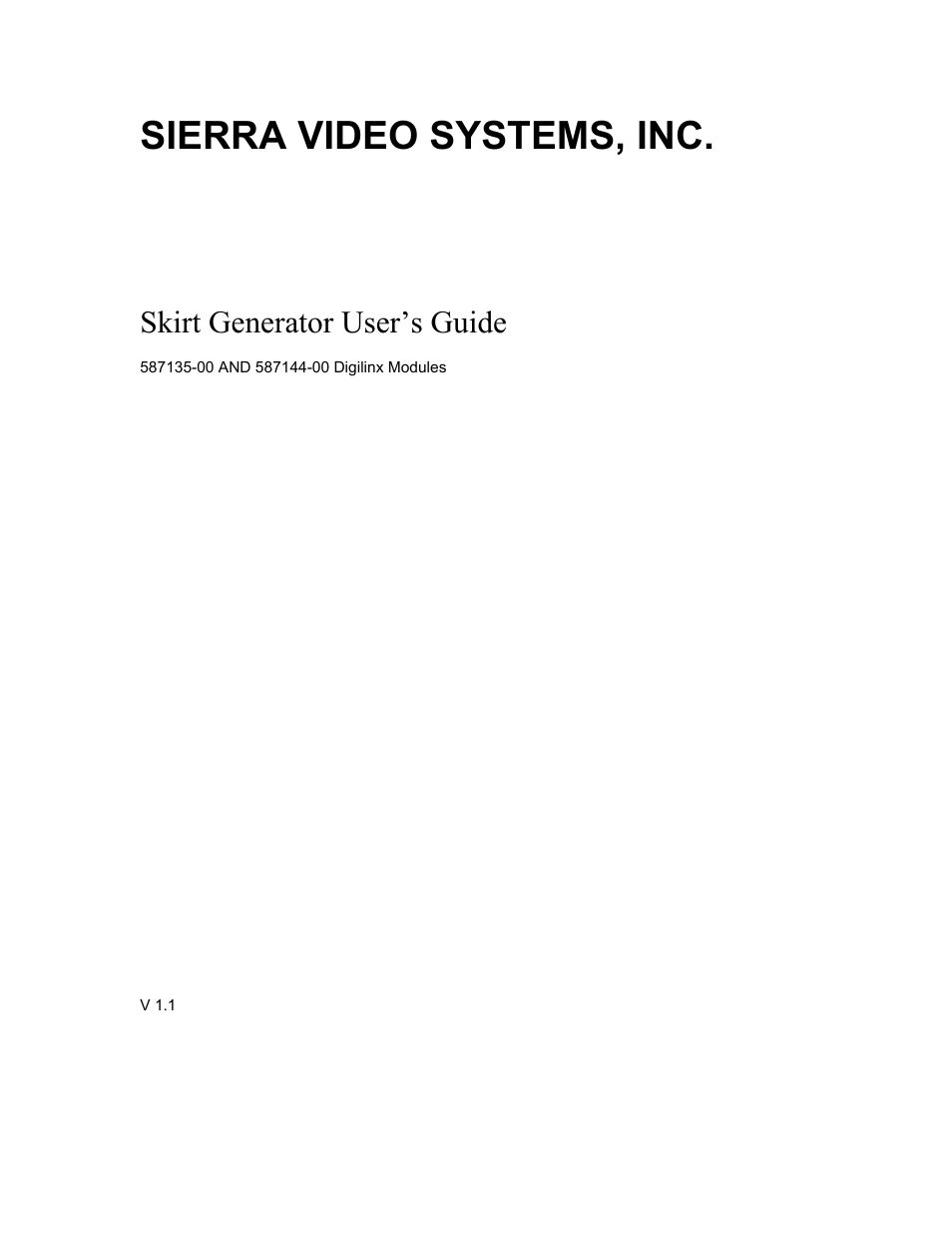 Sierra Video 587135-00 User Manual | 5 pages