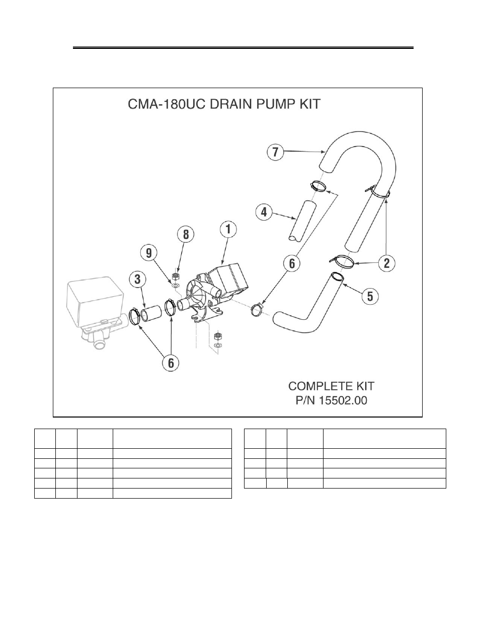 Optional drain pump kit, Ptional, Rain | Parts manual 4.2. optional drain pump kit | CMA Dishmachines CMA-180UC User Manual | Page 20 / 25