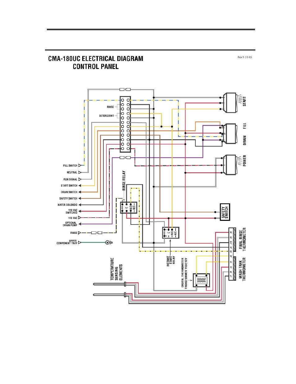 Electrical diagram | CMA Dishmachines CMA-180UC User Manual | Page 24 / 25