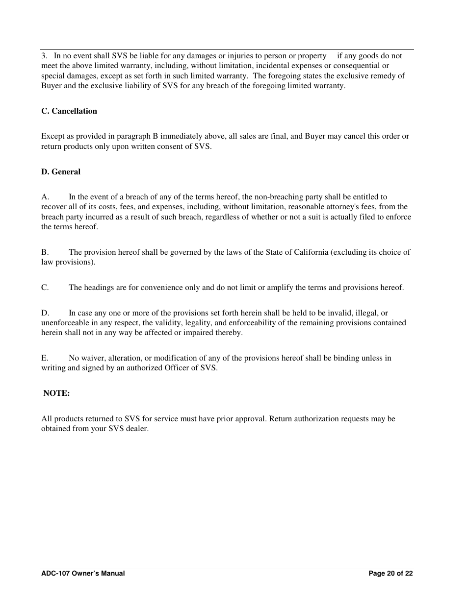 Sierra Video ADC-107 User Manual | Page 20 / 23