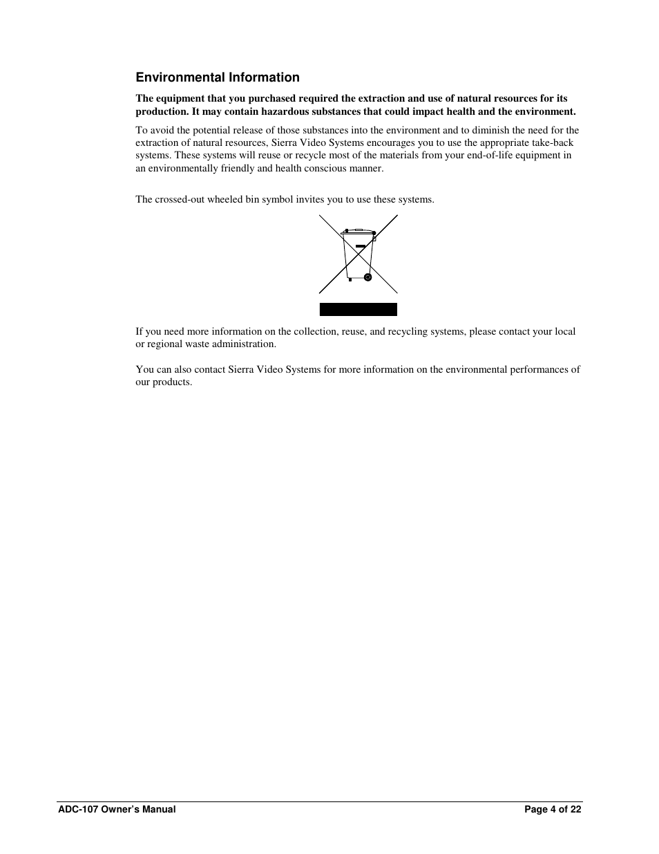 Sierra Video ADC-107 User Manual | Page 4 / 23