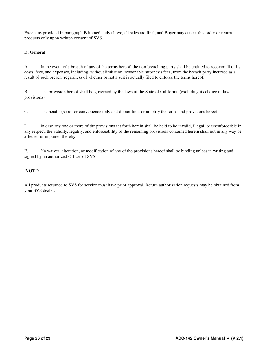 Sierra Video ADC-142 User Manual | Page 26 / 29