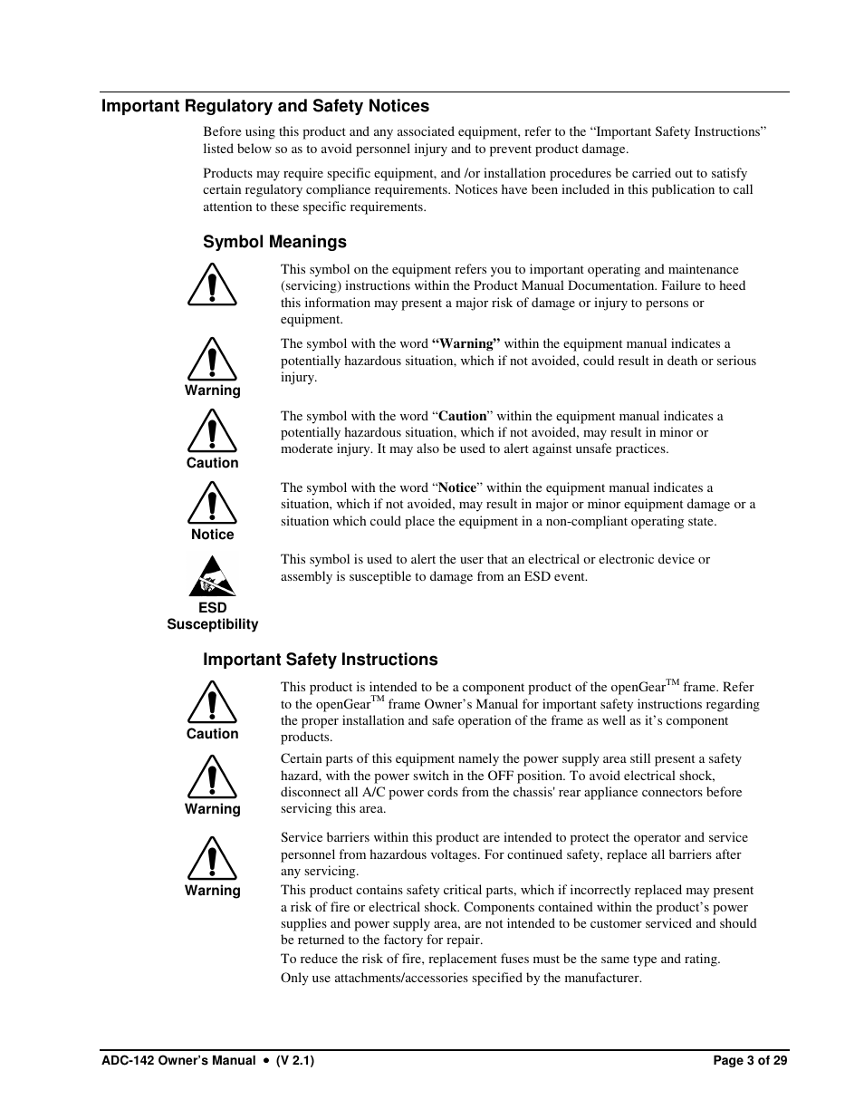 Sierra Video ADC-142 User Manual | Page 3 / 29