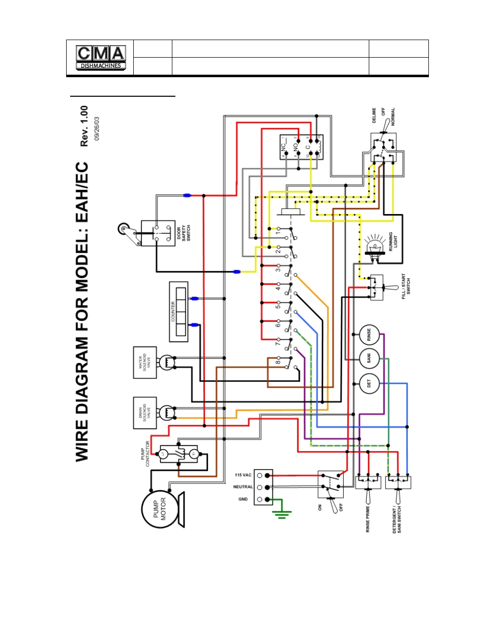 Electrical diagram | CMA Dishmachines EAH/EC User Manual | Page 19 / 19